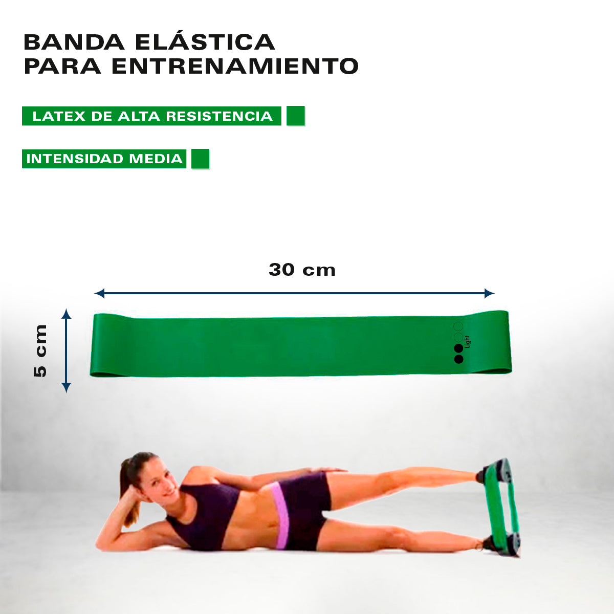Banda elástica plana de látex tipo tiraband